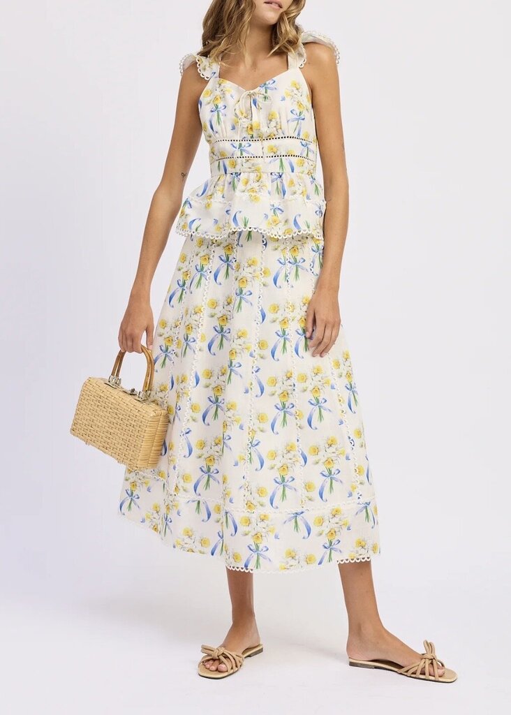 Scallop Trim Midi Skirt