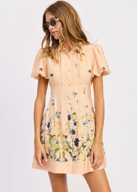 Collar Pleat Mini Dress
