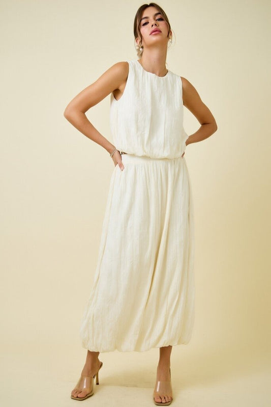 Crinkle Top & Midi Skirt Set