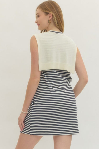 Sweater Tie Striped Dress