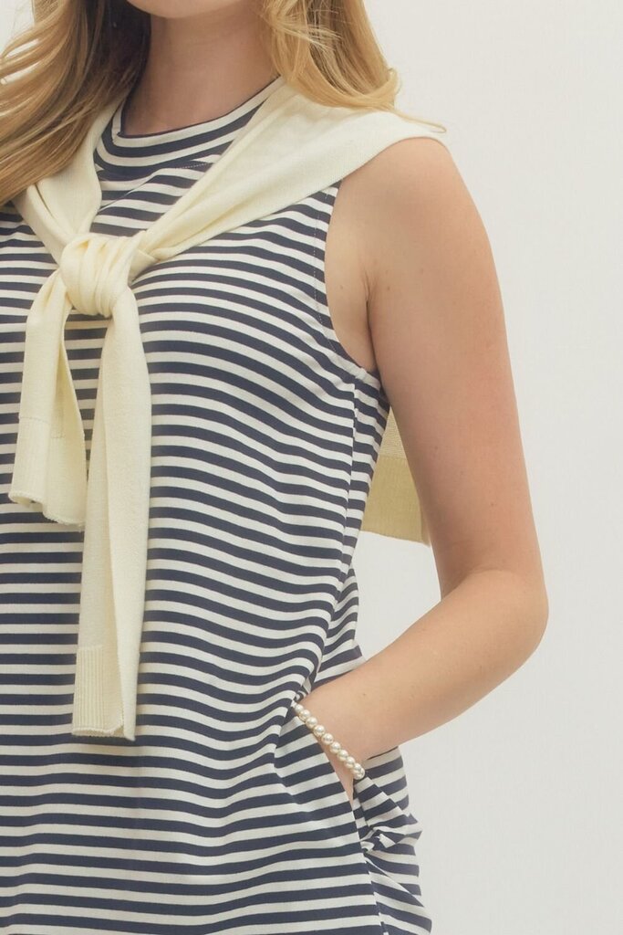 Sweater Tie Striped Dress