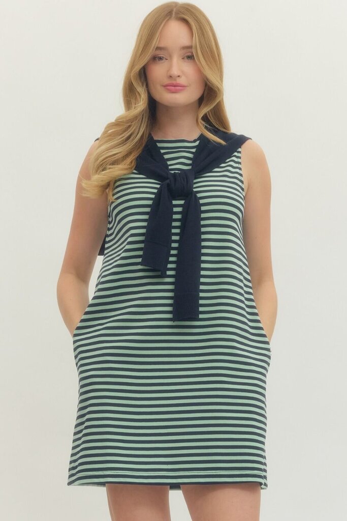 Sweater Tie Striped Dress