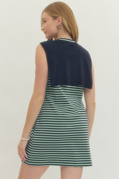 Sweater Tie Striped Dress