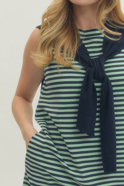 Sweater Tie Striped Dress