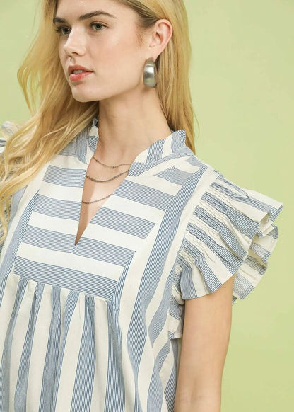 Ruffle Sleeve Short Dress