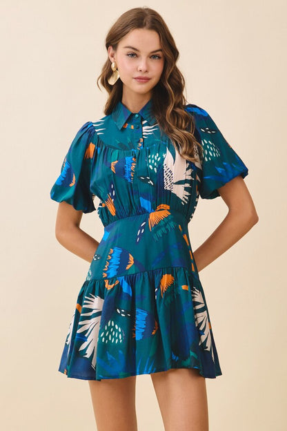 Abstract Fit & Flare Shirt Dress