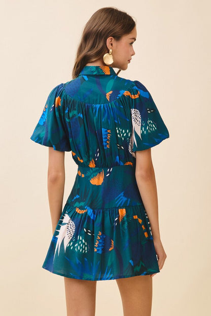 Abstract Fit & Flare Shirt Dress