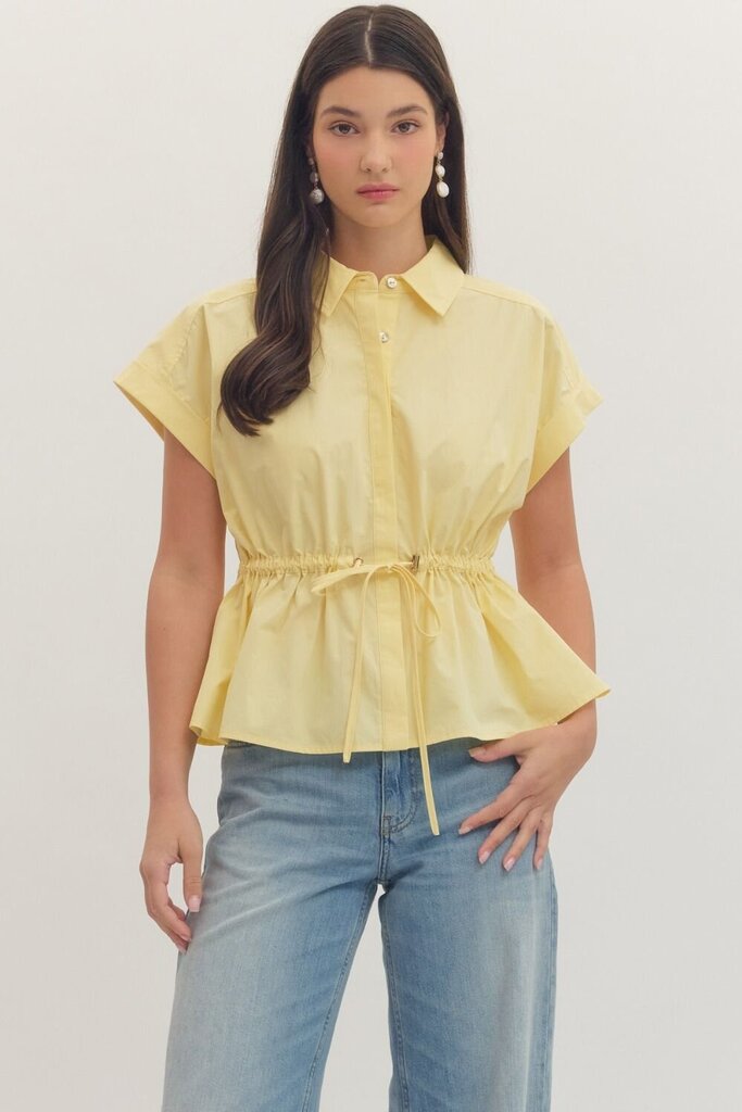 Cap Sleeve Drawstring Top