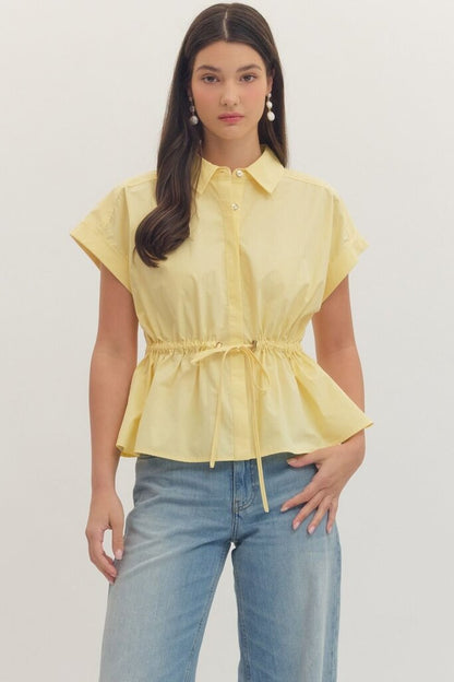 Cap Sleeve Drawstring Top