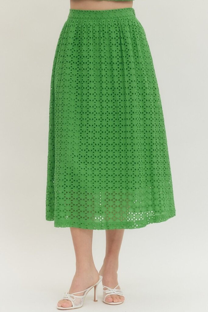 Eyelet Midi Skirt