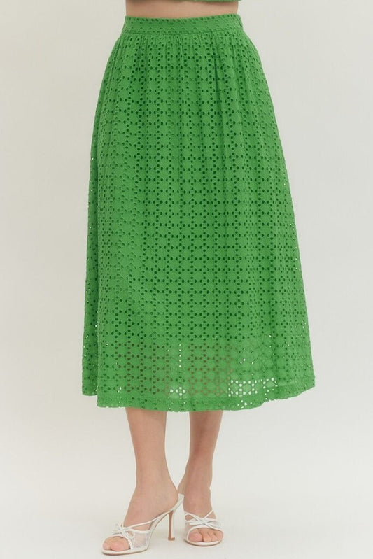 Eyelet Midi Skirt