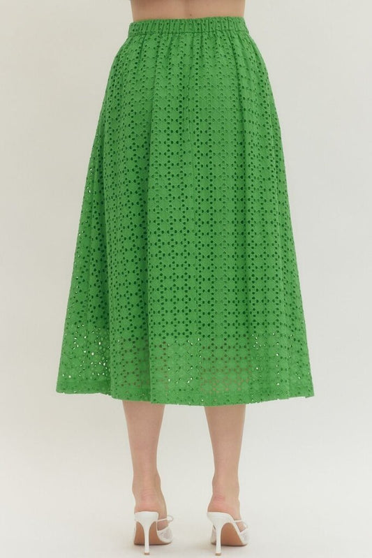 Eyelet Midi Skirt
