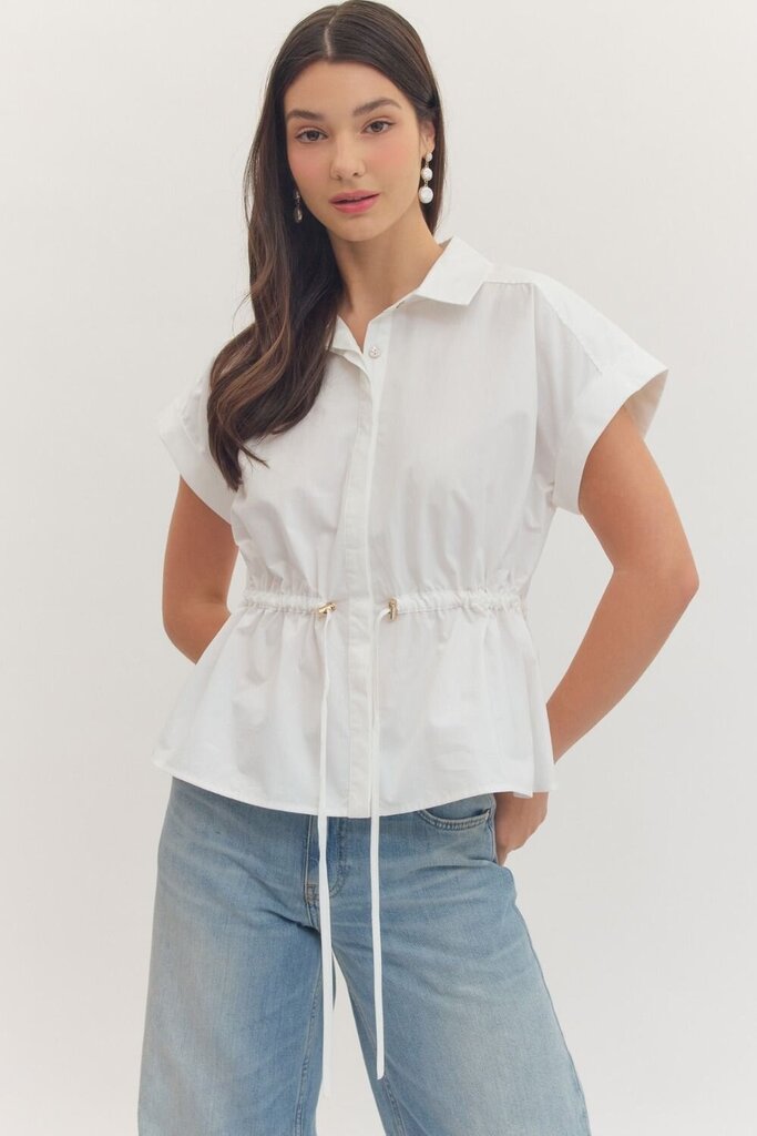 Cap Sleeve Drawstring Top
