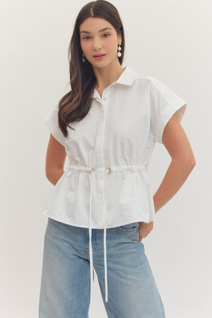 Cap Sleeve Drawstring Top
