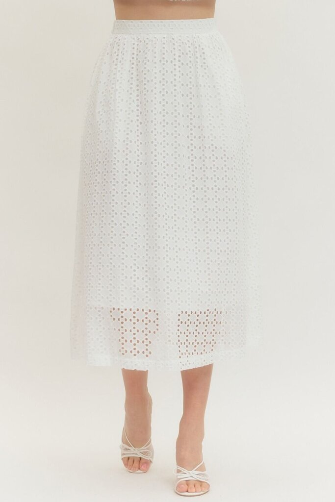 Eyelet Midi Skirt