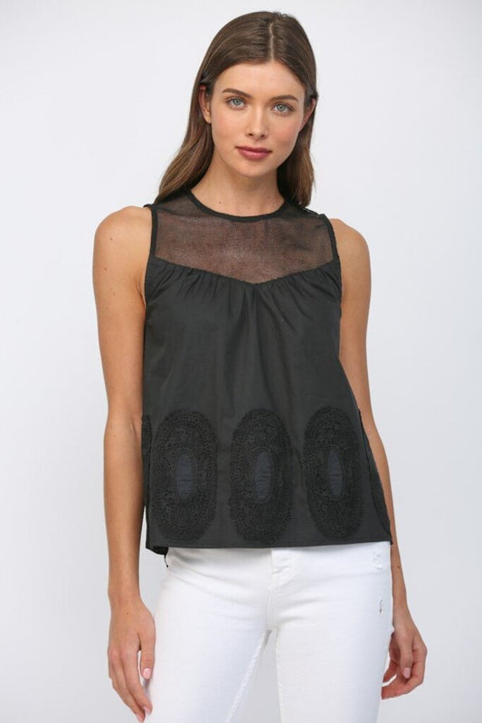 Contrast Sheer Lace Top