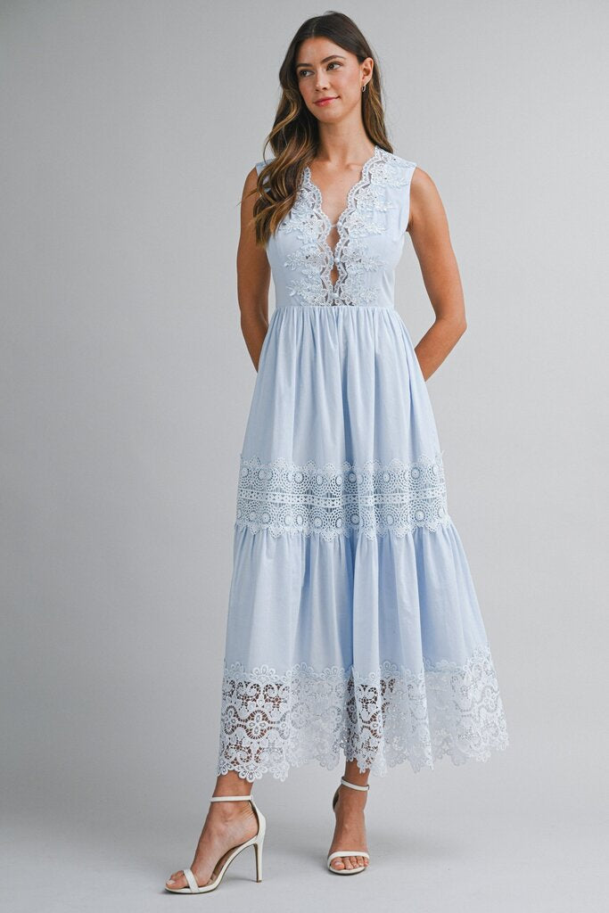 Lace Back Tie Midi Dress