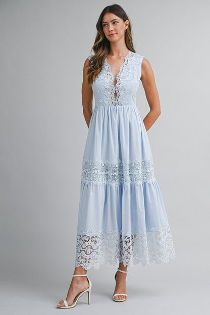 Lace Back Tie Midi Dress