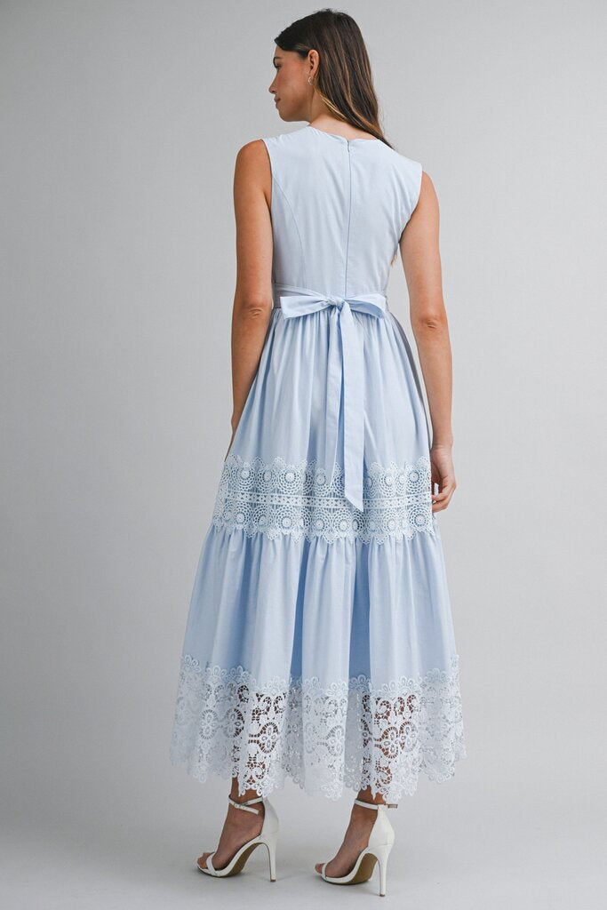 Lace Back Tie Midi Dress