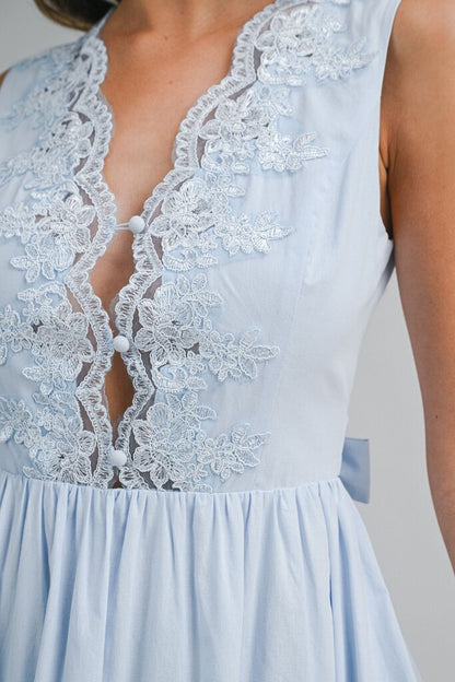 Lace Back Tie Midi Dress