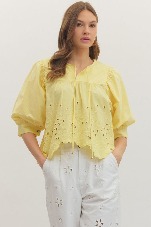 Eyelet Scallop Hem Top