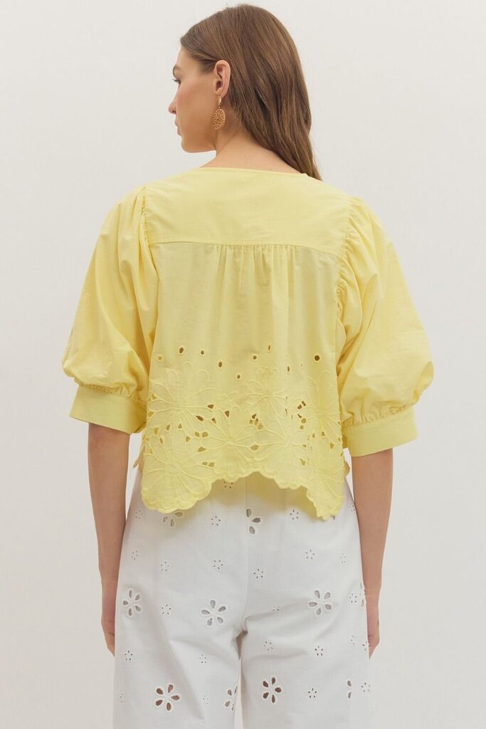 Eyelet Scallop Hem Top