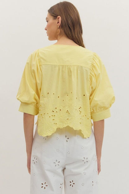 Eyelet Scallop Hem Top
