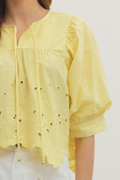 Eyelet Scallop Hem Top