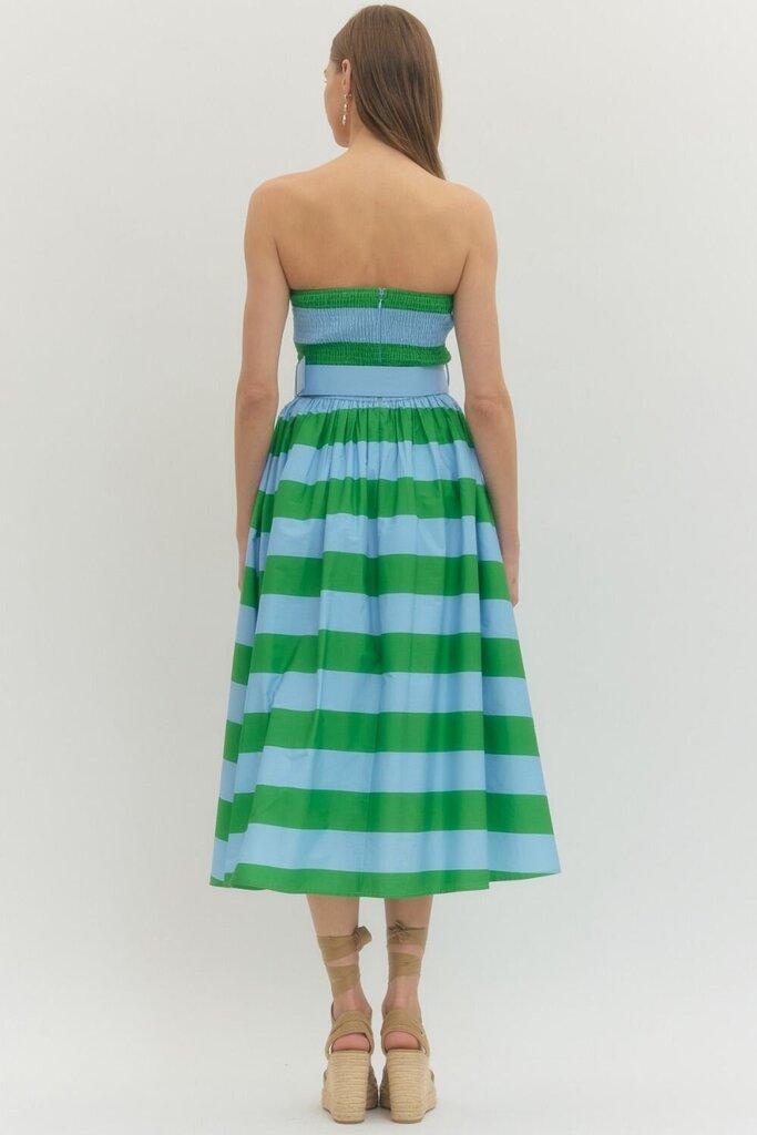 Strapless Midi Stripe Dress