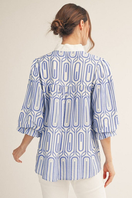Scallop Geo Print Top