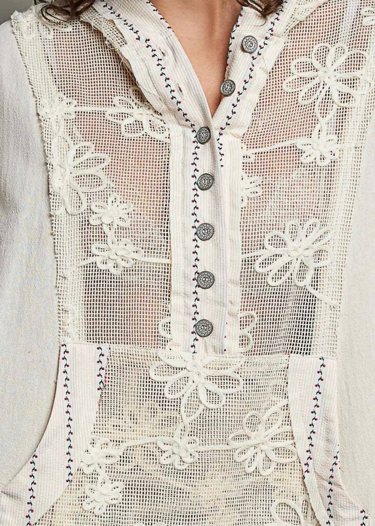 Woven Embroidered Pullover Hoodie