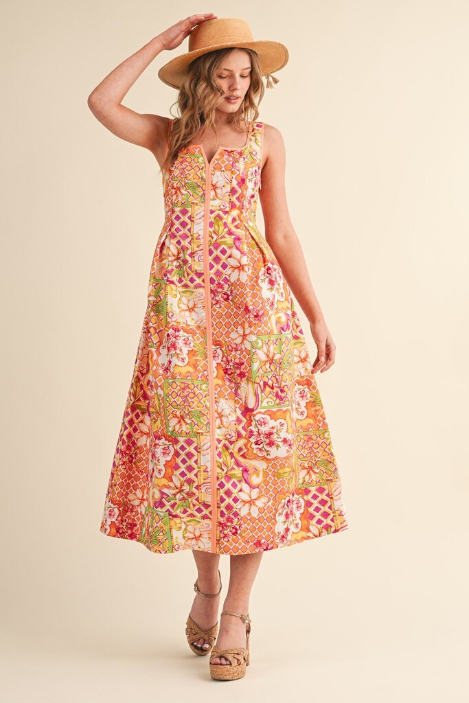 Square Neck Floral Dress