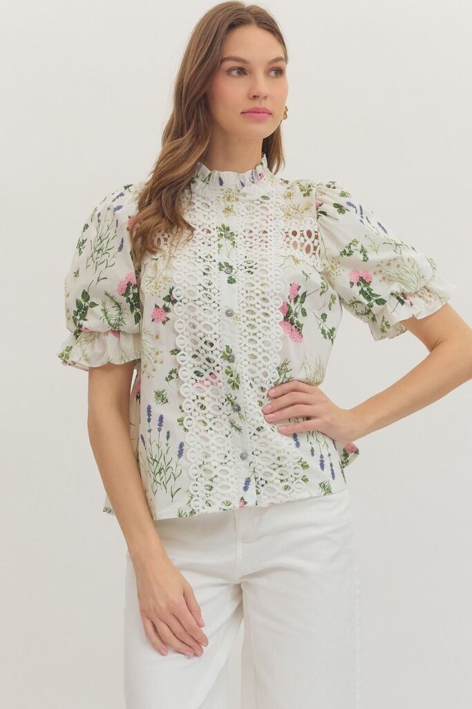Botanical Puff Sleeve Top