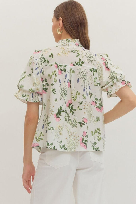 Botanical Puff Sleeve Top