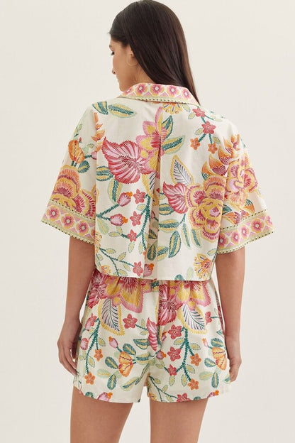 Botanical V-Neck Top