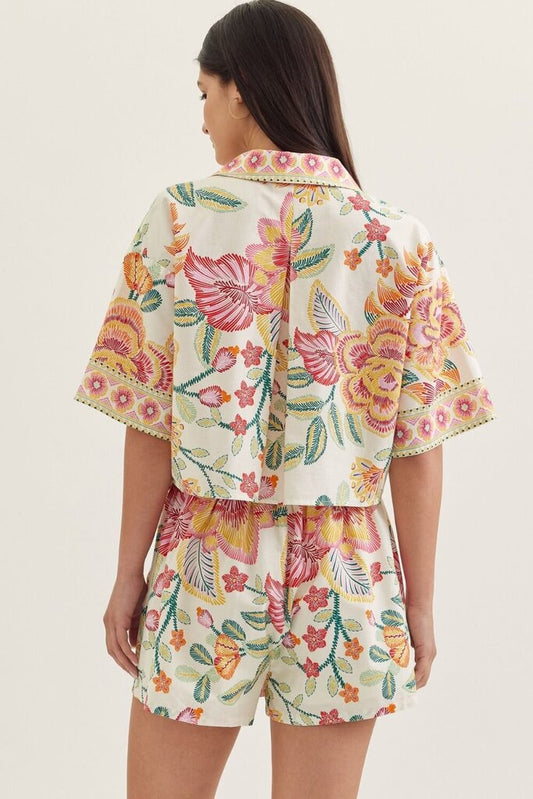 Botanical V-Neck Top