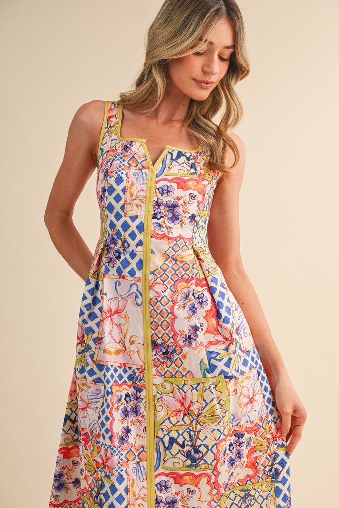 Square Neck Floral Dress