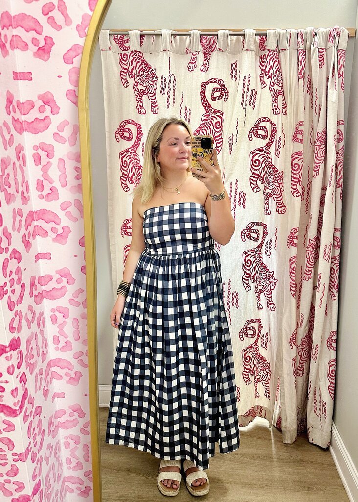 Gingham Strapless Dress