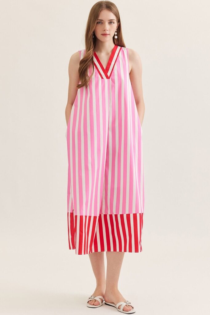 Striped Sleeveless Midi Dress