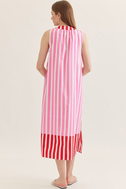 Striped Sleeveless Midi Dress