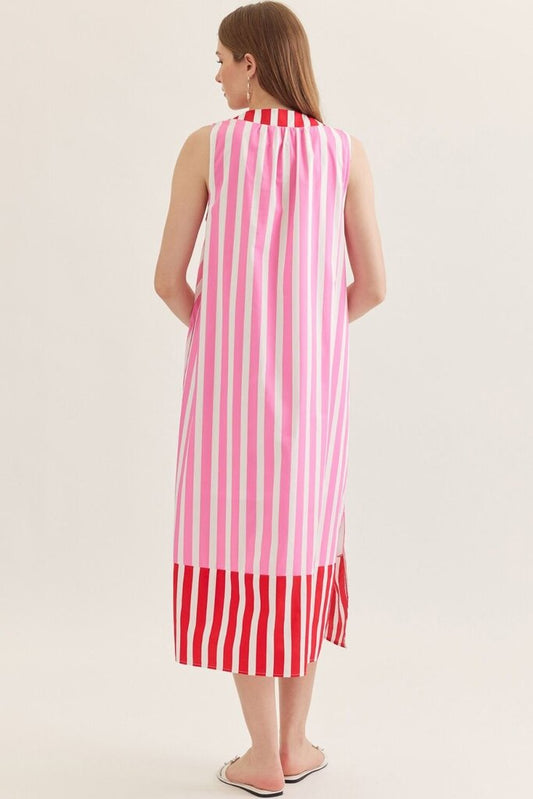 Striped Sleeveless Midi Dress