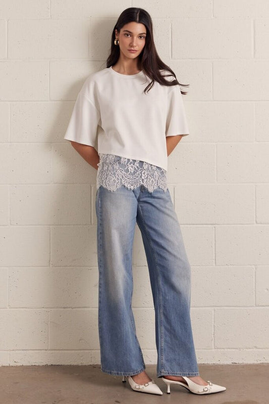 Solid Lace Trim Top