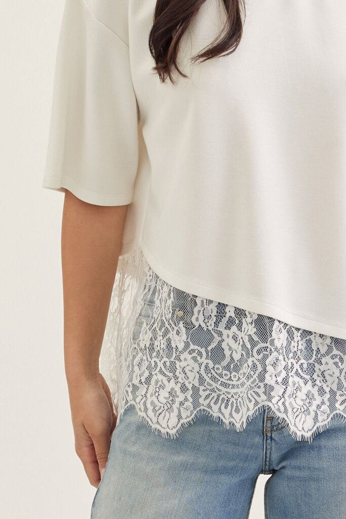 Solid Lace Trim Top