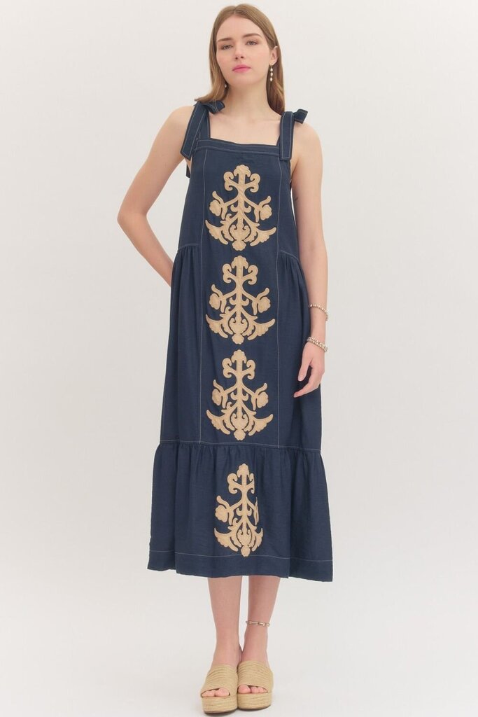 Applique Detail Midi Dress