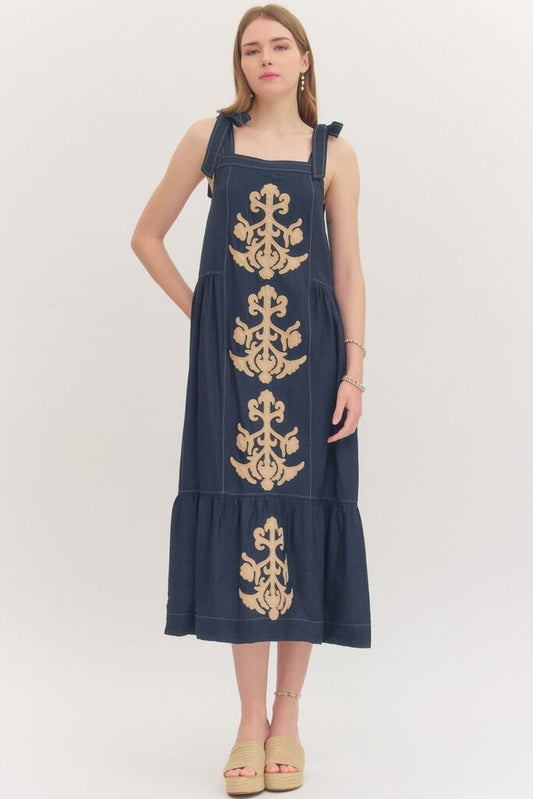 Applique Detail Midi Dress