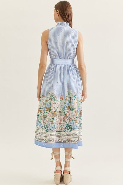 Floral Striped Midi Dress