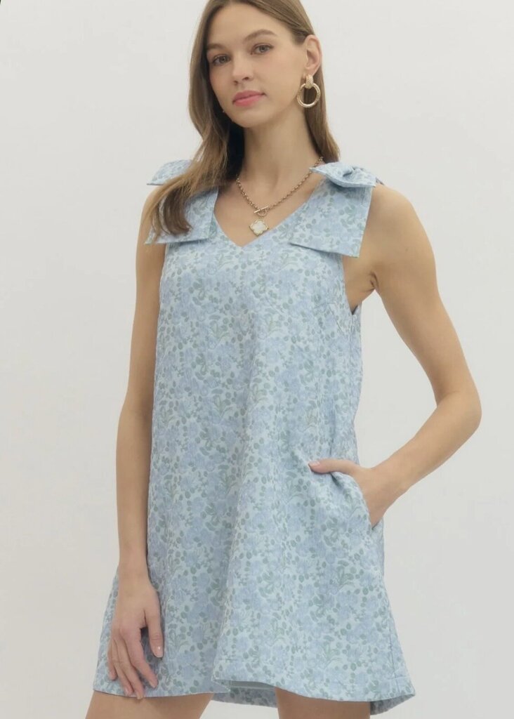 Ribbon Tie Floral Mini Dress