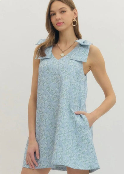 Ribbon Tie Floral Mini Dress