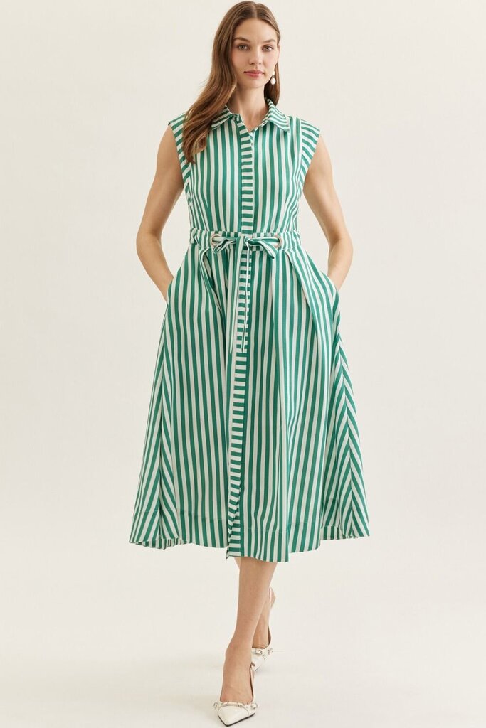 Striped Sleeveless Midi Dress