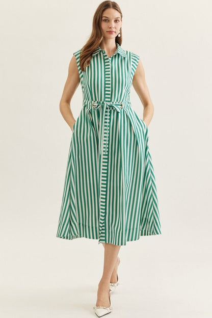 Striped Sleeveless Midi Dress